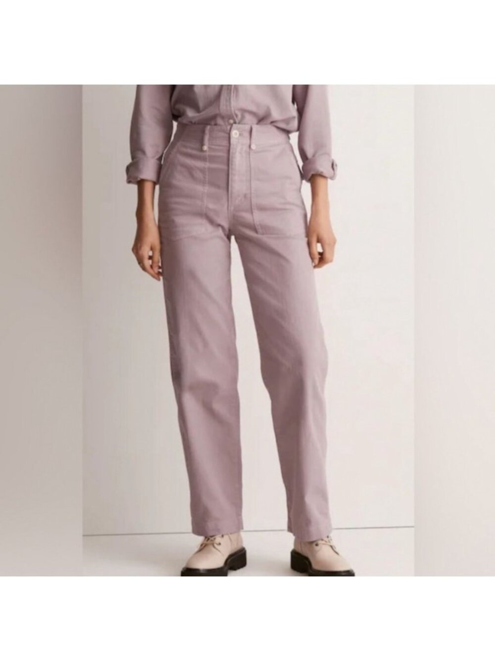 Madewell Lavender Canvas High Rise Straight Leg Pant 25